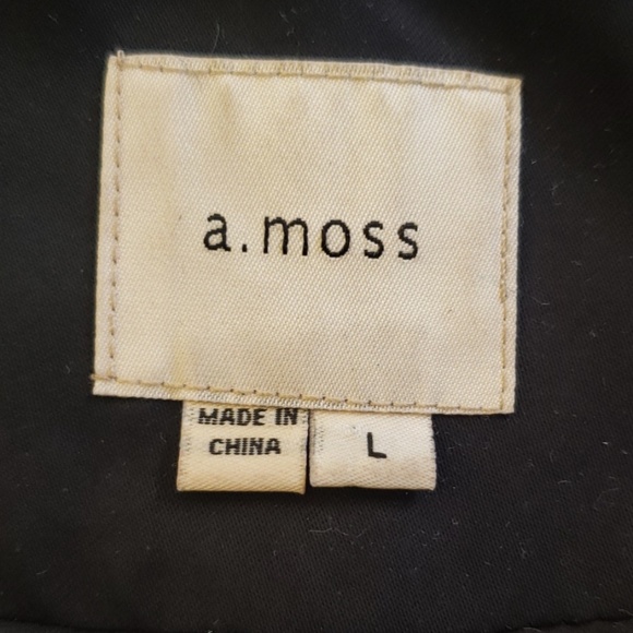 a. moss• L jacket bomber embroidered floral zip up black - Picture 6 of 7